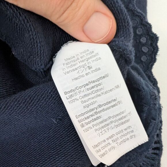 J. Crew Eyelet-Hem Sweatshirt Navy size XS - Picture 5 of 5